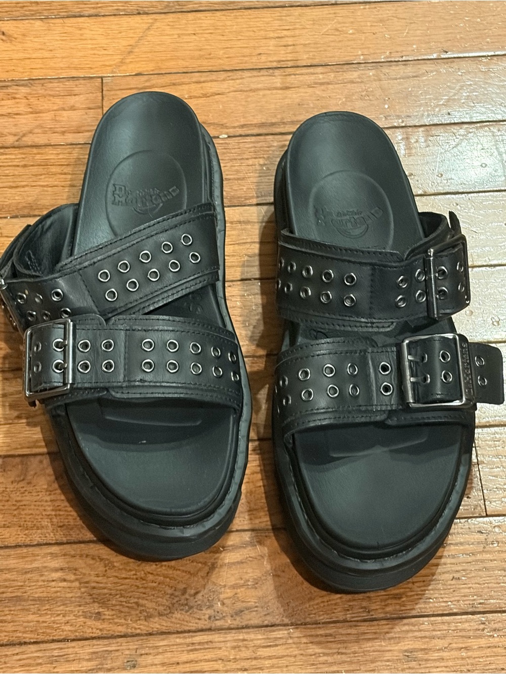 DR.MARTENS Myles Hardware Detail Double Buckle Slide Sandals Men Size 10.5